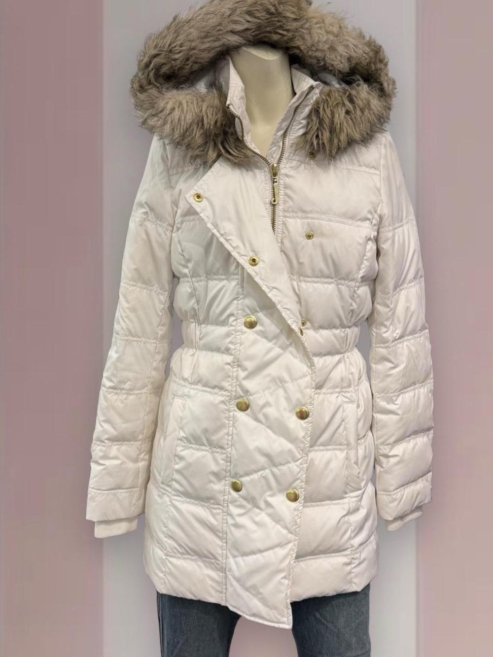 Juicy Couture white coat with faux fur hood